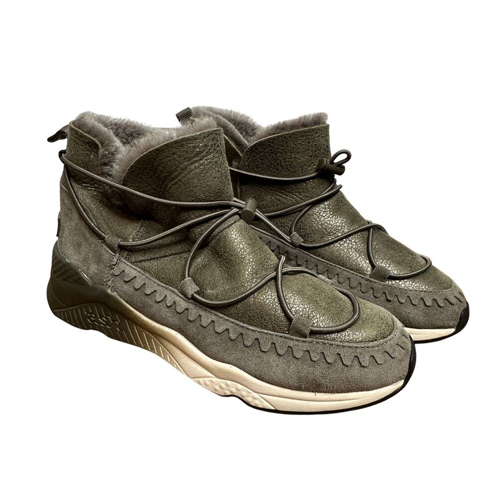 Ash‎ Mitsouko Shearling & Suede Sneaker Booties Olive Brown EU 39 / US 8.5-9 EUC